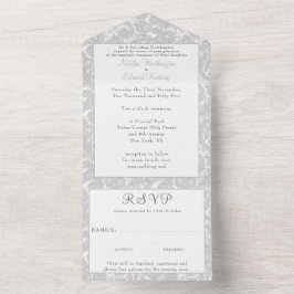 Invitation Tout En Un White Lace Filigree Paisley Henna Wedding RSVP