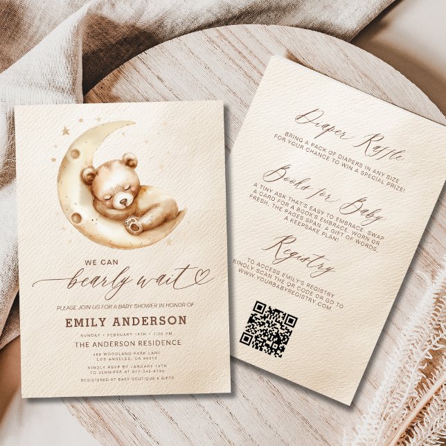Invitation Tout en une attente rapide Baby shower beige neutr (Créateur téléchargé)