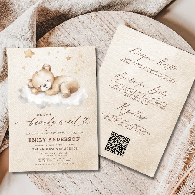 Invitation Tout en une attente rapide Baby shower beige neutr (Créateur téléchargé)