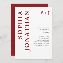 Invitation Tout en une Bourgogne Bold Typographie Mariage