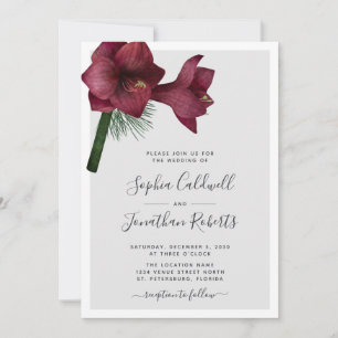 Invitation Tout en une Bourgogne Noël Floral Mariage