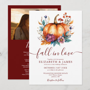 Invitation Tout En Une Chute De Bourgogne En Amour Mariage Ph