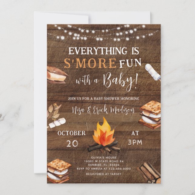 Invitation Tout est S'more Fun Camping Baby shower (Devant)