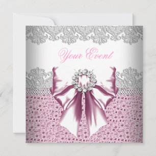 Invitation Tout événement diamants roses dentelle rose fête