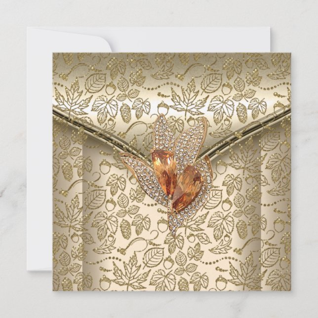 Invitation Tout événement Elegant Damask Caramel Crème Beige  (Devant)