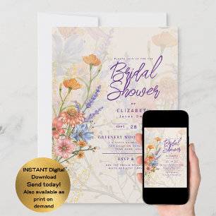Invitation TOUT ÉVÉNEMENT Fête de jardin fleuri bohème sauvag