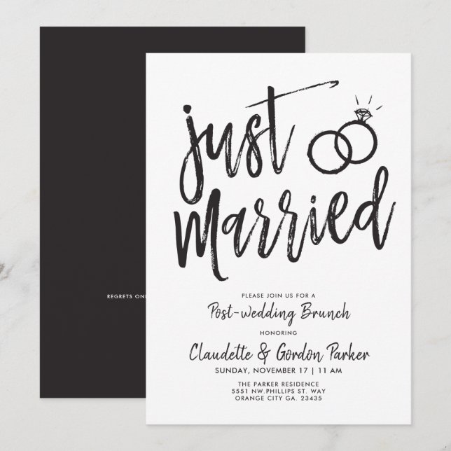Invitation Tout juste mariés, texte pour brunch après mariage (Devant / Derrière)
