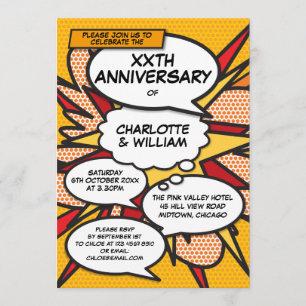 Invitation Tout Mariage Anniversaire amusant Retro Comic Book