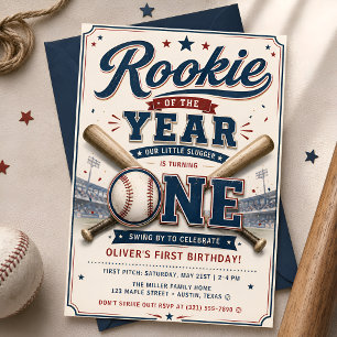 Invitation Tout Premier Anniversaire de Baseball de Recrue Ve