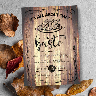 Invitation "Tout Sur Ce Baste" Rustique Bois Thanksgiving