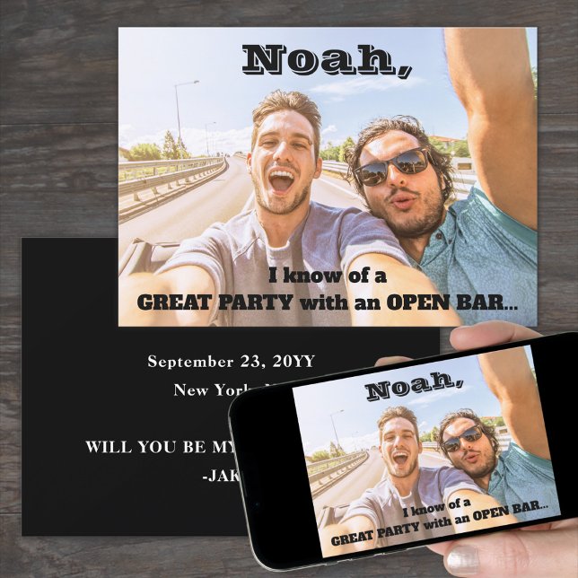Invitation Tout Texte Groomsmen / Meilleur Homme Proposition  (Créateur téléchargé)