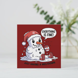 Invitation Tout Va Bien En Ayant Un Bonhomme De Neige Qui Fon