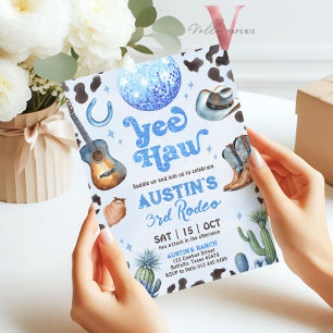 Invitation TOUTE AGE RODEO Cowboy Blue Anniversaire Invitatio