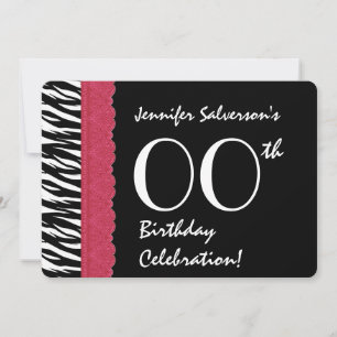 Invitation TOUTE ANNÉE Anniversaire Red Lace Zebra V12