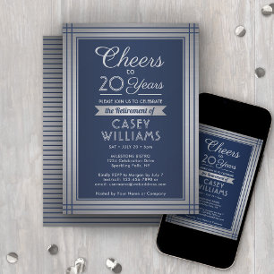 Invitation Toute Année Fête de Retraite Acclamations Bleu Mar