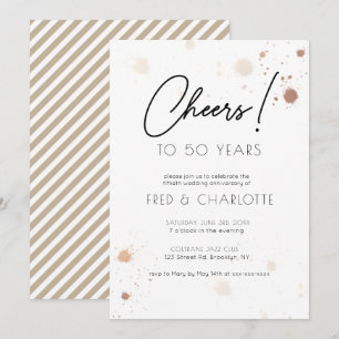 Invitation Toute année Gold Aquarelle 50e Anniversaire Fête e