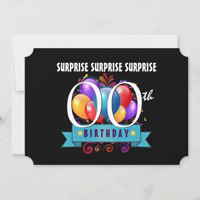 Invitation Toute année SURPRISE Anniversaire Ballons de fête  (Devant)