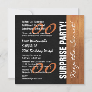 Invitation Toute année SURPRISE Anniversaire Black Gold Wood