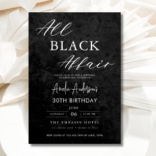 Invitation Toute Black Affair Anniversaire Fête Moderne Éléga