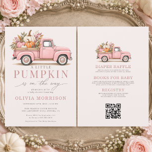 Invitation Toute dans un petit camion rose de citrouille Baby