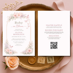 Invitation Toute en une Baby in Bloom Baby Shower Papillon