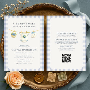 Invitation Toute en une Fête de Bébé à la Myrtille sur une Co