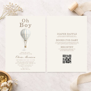 Invitation Toute en une Fête de Bébé Montgolfière Oh Garçon B