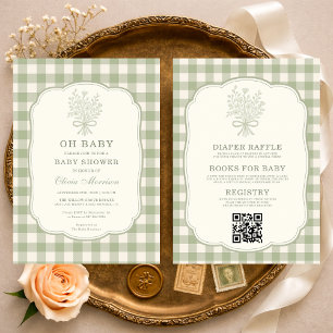 Invitation Toute en Une Oh Bébé Gingham Baby Shower
