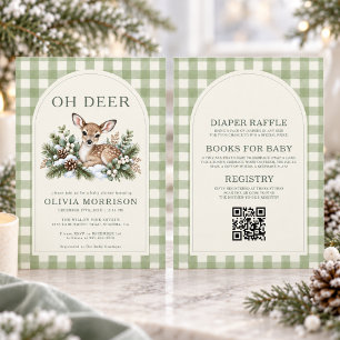 Invitation Toute en une Oh Deer Baby Shower d'hiver