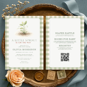 Invitation Toute en une petite pousse Baby Shower à carreaux