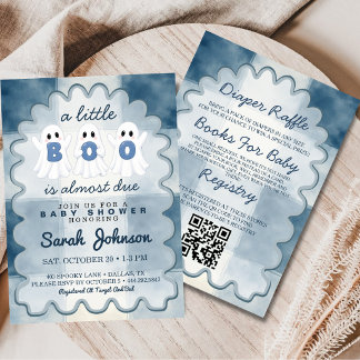 Invitation Toute en une seule Fête de Bébé Bleue Une petite h
