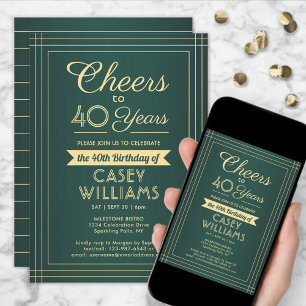 Invitation Toute fête d'anniversaire classique bordure verte
