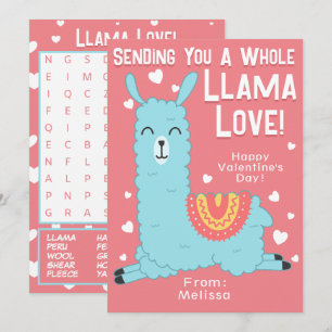Invitation Toute la classe Llama Love Valentine's Day