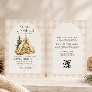 Invitation Toute la Fête Bébé Little Camper à Carreaux
