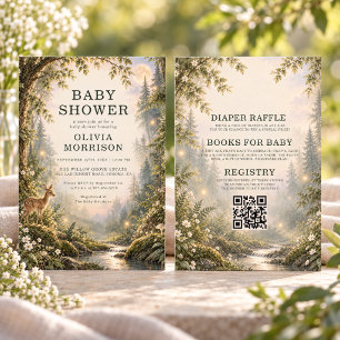 Invitation Toute la Fête de Bébé en Forêt Enchantée en Un