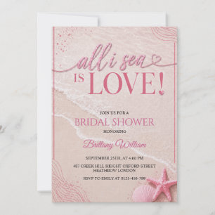 Invitation Toute la mer n'est qu'amour Fête de mariage rose s