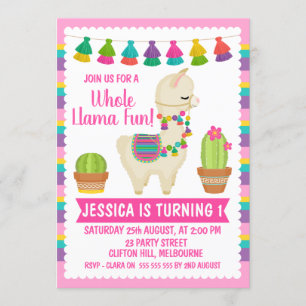 Invitation Toute l'invitation d'anniversaire amusant de lama