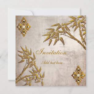 Invitation Toute Occasion Asiatique Or Vieux Papie