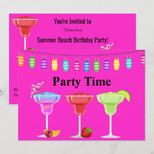 INVITATION TOUTE OCCASION BEACH COCKTAIL PARTY FLURO ROSE