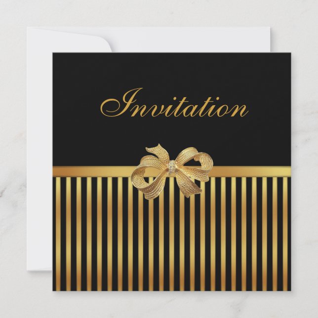 Invitation Toute Occasion Gold Black Stripe Gold B (Devant)