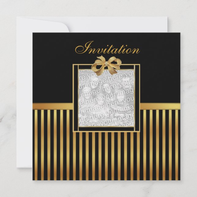 Invitation Toute Occasion Gold Black Stripe Gold B (Devant)