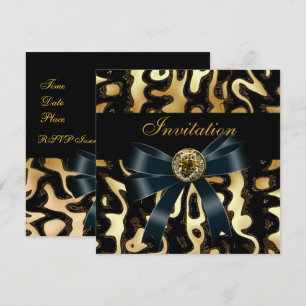 Invitation Toute Occasion Noir Or Afrique Abstrait