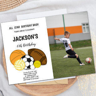 Invitation Toutes les étoiles Anniversaire Bash Sports Invita