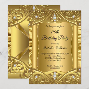 Invitation Toutes les images Age Anniversaire Party Gold Diam