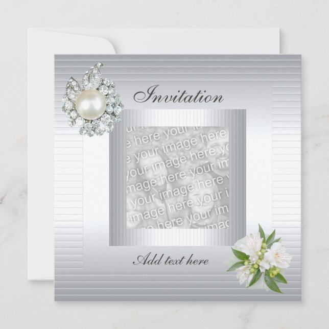 Invitation Toutes Les Occasions Argent Floral Ajou (Devant)