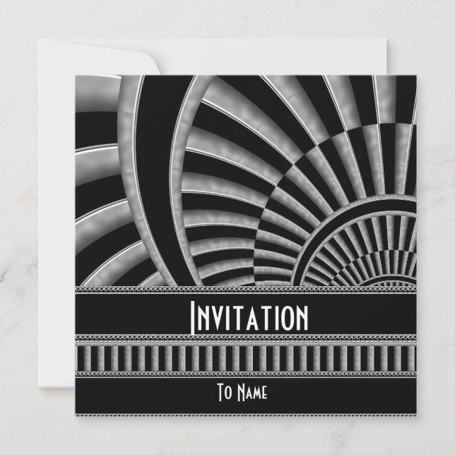 Invitation Toutes Les Occasions Argent Noir Art Dé (Devant)