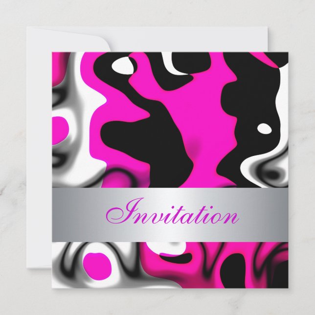 Invitation Toutes Les Occasions Argent Rose Abstra (Devant)