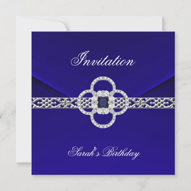 Invitation Toutes les Occasions Bleu Bijou d'argen (Devant)