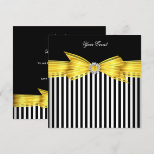 Invitation Toutes les occasions Jaune Black White Stripe Part