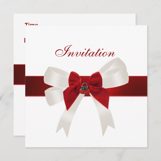 Invitation Toutes les occasions Rouge Blanc Cute B (Devant / Derrière)